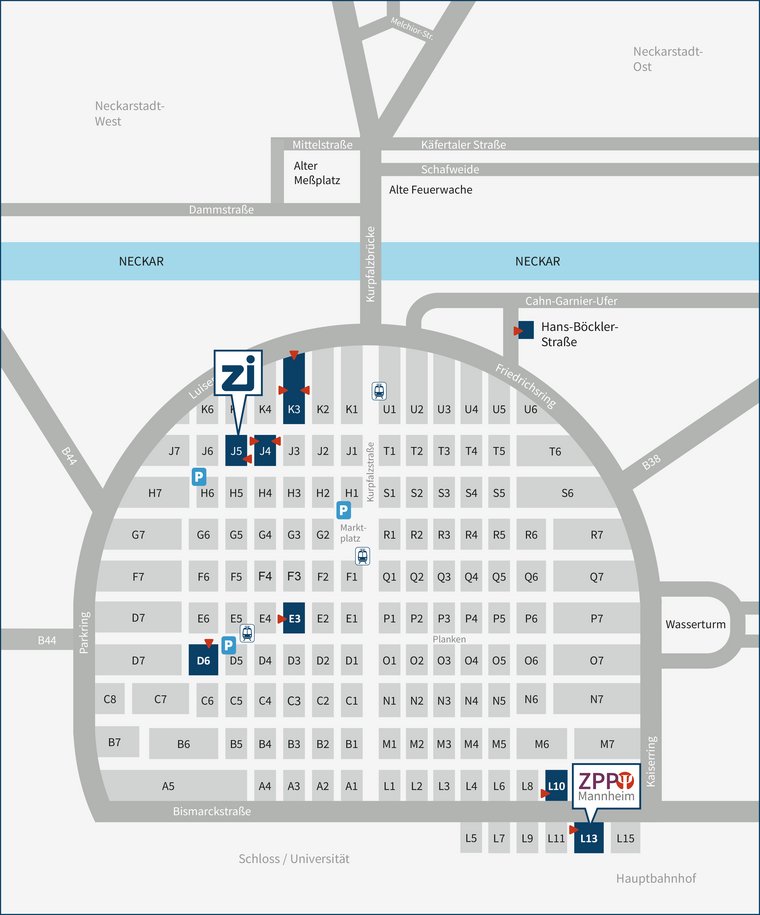 Stadtplan Aussenstellen ZI